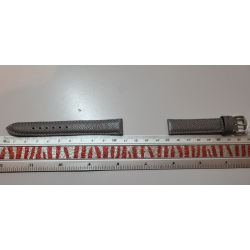 KAUFMANN Bracelet de montre gris cuir fait main Sellier 15 mm (P033)