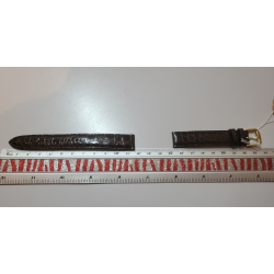 KAUFMANN Bracelet de montre marron brill cuir fait main Krokodil 15/14 mm (P034)