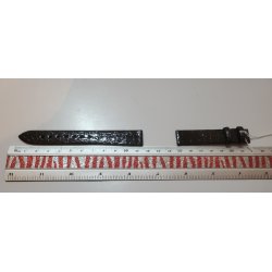 KAUFMANN Bracelet de montre noir brillant cuir fait main Krokodil 15 mm (P035)