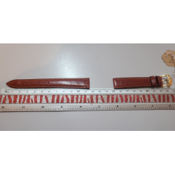 CORNELIUS KAUFMANN Bracelet de montre marron rouge cuir cousu main 16 mm (P047)