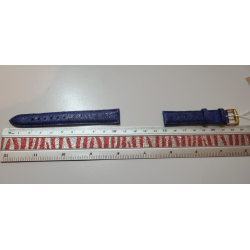 KAUFMANN Bracelet de montre bleu pacifique cuir fait main Strauss 15 mm (P029)