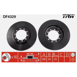 Jeu de 2 disques de frein TRW DF4329