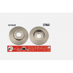 2 x TRW DF4048 Disque de frein pour CHEVROLET,HOLDEN,OPEL,VAUXHALL