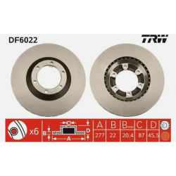 2x Disque de frein ventilé DF6022 TRW pour HYUNDAI GALLOPER II