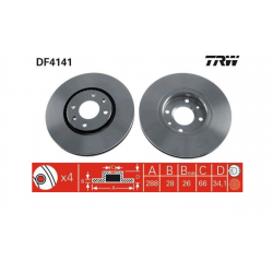 TRW DF4141 Disque de frein appropriées pour CITROЁN XANTIA, C5
