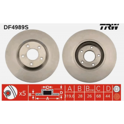 TRW DF4989S Disque de frein 320x28mm, 5x114,3, ventilé RENAULT Koleos — photo 2