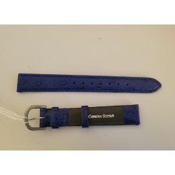 NIVREL Bracelet de montre cuir véritable d'autruche bleu 14 mm (P065)