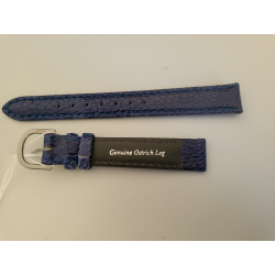 NIVREL Bracelet de montre cuir véritable d'autruche bleu 14 mm (P063)