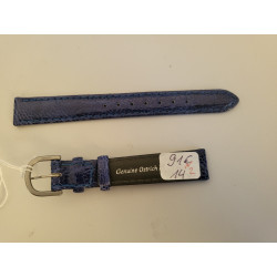 NIVREL Bracelet de montre cuir véritable d'autruche bleu 14 mm (P062)