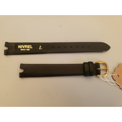 NIVREL Bracelet de montre noir cuir 14 mm (P061)