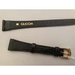 GUCCI Bracelet de montre noir cuir 15 mm (P052)