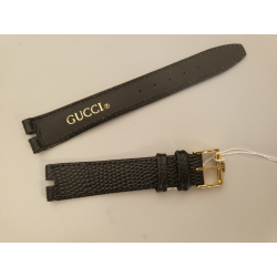 GUCCI Bracelet de montre noir cuir 16 mm (P053)