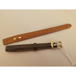 Bracelet de montre cuir marron lézard véritable 10 mm (P090)