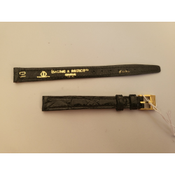 BAUME & MERCIER Bracelet de montre cuir noir Kroko 10 mm (P093)