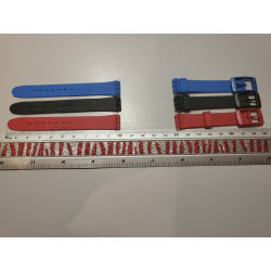 Lot de 3 Bracelets de montre silicone noir bleu et rouge 12 mm (P122)