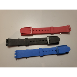 Lot de 3 Bracelets de montre silicone noir bleu et rouge 12 mm (P122) — photo 2