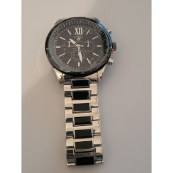 BEVERLY HILLS POLO CLUB Montre bracelet acier bicolore clip cadran noir (12)