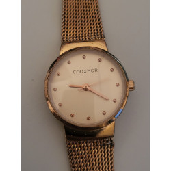 COD HOR Montre C25540 bracelet acier doré clip cadran rosé (6)