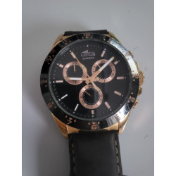LOTUS Montre bracelet cuir marron cadran noir water resistant 5 ATM (48)
