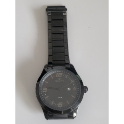 TECHNOS Montre acier noir clip cadran noir water resistant 8 ATM (41)