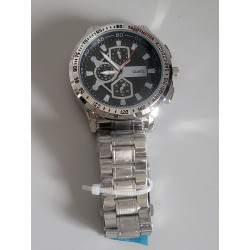 Montre quartz bracelet acier clip cadran noir splash proof (22)