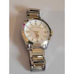 US POLO ASSN Montre bracelet acier bicolore clip cadran beige argenté (23)