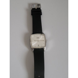 HUGO BOSS Montre 09955 bracelet cuir noir cadran gris water resistant 3 ATM (45) — photo 2