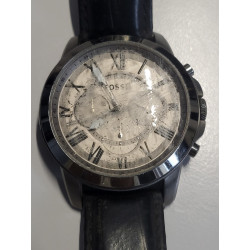 FOSSIL Montre FS4766 bracelet cuir noir cadran gris water resistant 5 ATM (46) — photo 2