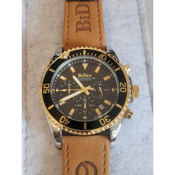 BIDEN Montre homme bracelet cuir brun cadran noir water resistant 3 ATM (33) — photo 2
