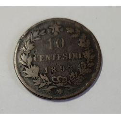 10 centimes Italie cuivre Umberto 1er 1893 (510) 10 centimes Italie cuivre Umberto 1er 1893 (510)