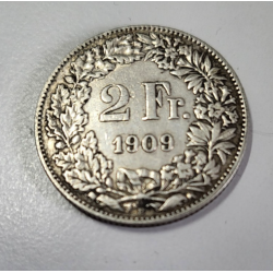 2 francs suisse argent Helvetia debout 1909 B (500)