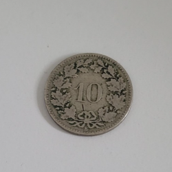 10 centimes suisse cupro nickel tête de libertas 1880 B (504)