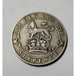 6 Pence argent Royaume Uni George V 1921 (524)