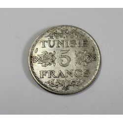 5 Francs argent Ahmad Pasha (protectorat français) Tunisie 1353 (584)