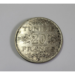 20 Francs argent Ahmad Pasha (protectorat français) Tunisie 1353 (588)