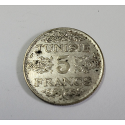 5 Francs argent Ahmad Pasha (protectorat français) Tunisie 1355 (585)
