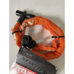 NEWTON Antivol chaîne acier orange 4 mm x 75 cm et 3 clés pour vélo