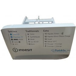 INDESIT Tiroir bac à lessive + façade pour lave linge BWE91296XWVFR