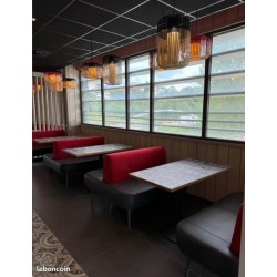 Banquette professionnelle 2 places 130 cm rouge et gris – restaurant, bar, fast-food