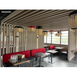 Banquette professionnelle 2 places 130 cm rouge et gris – restaurant, bar, fast-food