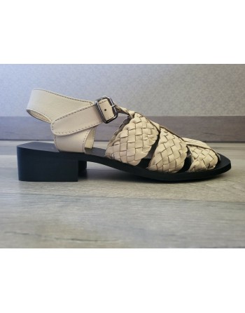 ASRA Sandales cuir beige...