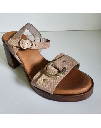 ERAM Sandales cuir beige...