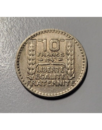 10 francs Turin cuivre 1947...