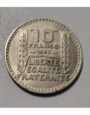 10 francs Turin cuivre 1948...