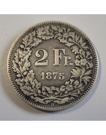 2 francs suisse argent Helvetia debout 1875 B (220)