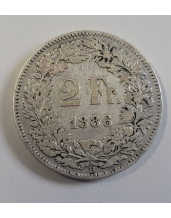 2 francs suisse argent Helvetia debout 1886 B (222)