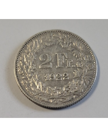 2 francs suisse argent Helvetia debout 1922 B (224)