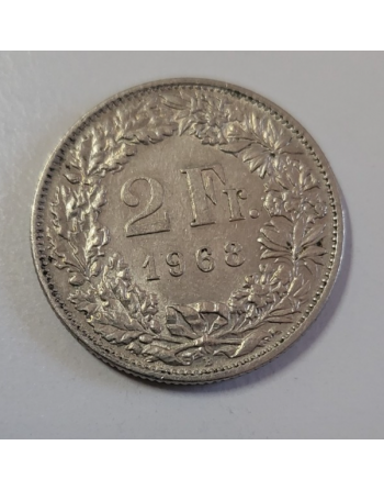 2 francs suisse cupronickel Helvetia debout 1968 B (228)