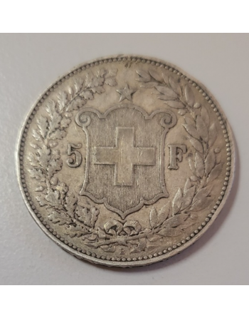 5 francs suisse argent Tête d'Helvetia 1892 B (234)