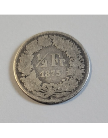 1/2 franc suisse argent Helvetia debout 1875 B (247)
